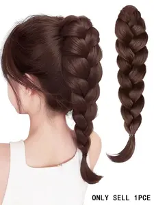 14 Inch Clip-In Braided Ponytail Hair Piece, Ponytail Extensions, Synthetic Hairpieces, Three Strand Fishbone Braid, Universal Synthetic Wig for All Hairstyles, Daily and Holiday Use, Synthetic Hair Braids