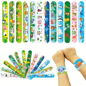 24pcs Slap Bracelets Wristbands for Jungle Safari Party Favors Assortment, Safari and Jungle Theme Party Decorations, Classroom Prizes, Birthday Gifts