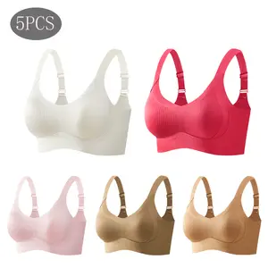 3/4/5 pcs A women’s solid color wireless bra, comfortable breathable elegant seamless push-up bra, women’s underwear, soft underwear for all seasons, bras for women Minimalist Womenswear