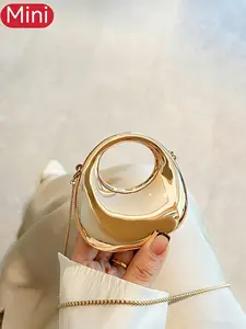 Retro-style glossy material handbag, with shoulder strap, featuring a unique design, a trendy accessory for fashion enthusiasts, suitable for parties, weddings, dinners, Handbag Sling Bag, Crossbody Shoulder Bag, Crossbody Bags