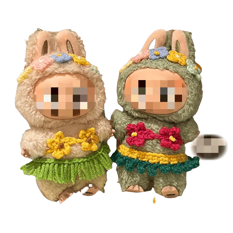Handmade  Clothes Doll Accessories,  Outfit Suit  Suitable for 6.7 inch Doll  Dress-upReplacement(No Doll) decorative clothing Floral Soft Yarn Fabric labubu on  purse la  bubu clothes on tiktok labubu plush clothes cute clothes crochet  set