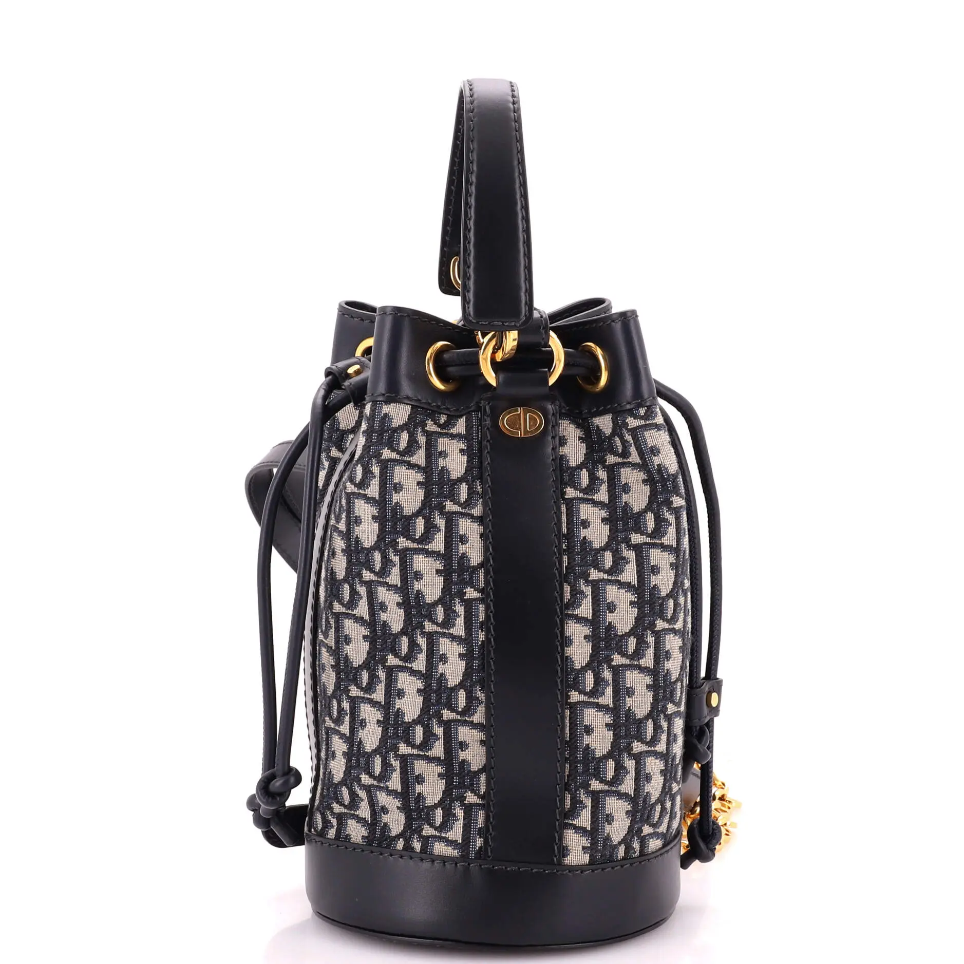 Pre-owned Dior Canvas Plain, Leather Backpacks Christian Drawstring Backpack Oblique Canvas Small by Rebag