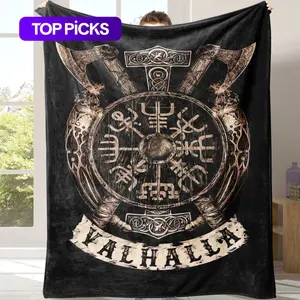 Viking Valhalla Pattern Blanket, Soft Warm Throw Blanket, Air-Conditioned Room Blanket, Warm Nap Blanket For Home Office Travel Camping