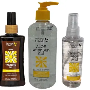Personal Care 3 Pc Tanning Oil Aloe After Sun Gel Reviving Aloe Mist SET for Golden Tan Hydration and Daily Use Sunscreen