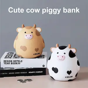 Large-Capacity, Simple & Adorable Cow Piggy Bank — Soothing "Save & Withdraw" Money Jar — Light-Luxury Desktop Ornament for Living Room & Bedroom Decor/Storage — Ideal Holiday & Birthday Gift