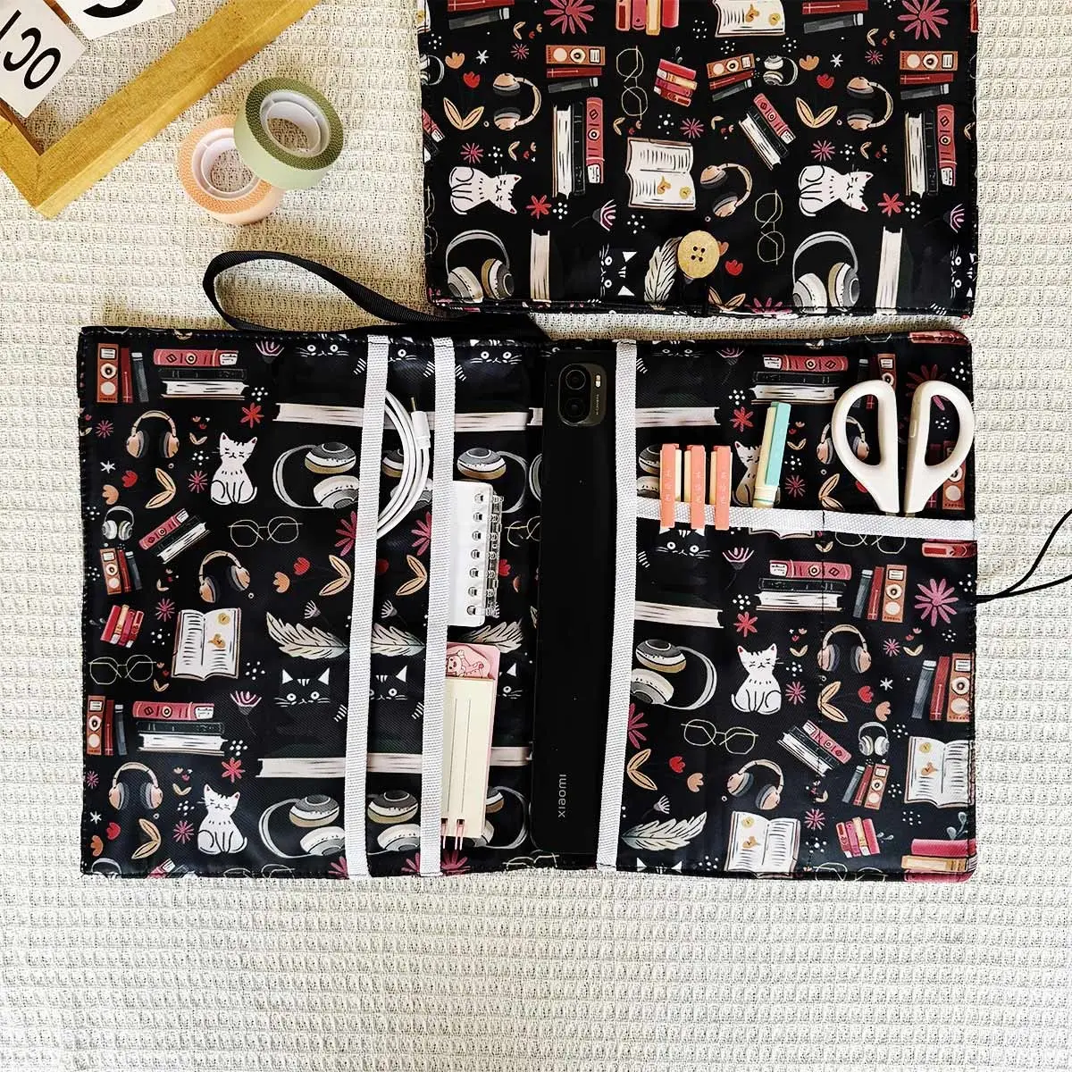 Cat Theme File Storage Bag, Handbag Mother-Child Notebook, Medical Document Holder, Travel Organizer, Portable Organizer, A4/a5 Inspection Files, Space Saving Organizer, Storage Carrying Bag, Versatile Storage Bag, Space Saving Bags