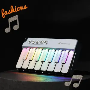 Mini Pocket Electronic Keyboard, Multifunctional Portable Neon Light Music Keyboard, Music Toy for Boys & Girls, Educational Toy for Beginners