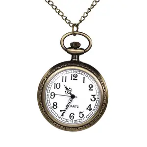 OIDEA Unisex Vintage Fashion Watch - Quartz Open-Face Pocket Watch with Classic Arabic Numerals, Casual Fob Pendant with Long Chain summerwins,summerwins