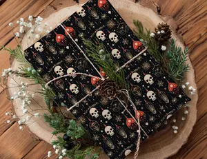 Skull Ornament Wrapping Paper, Gothic Birthday Gift Wrap, Tattoo Artist Gift Packaging, Witchy Anniversary Present Wrap