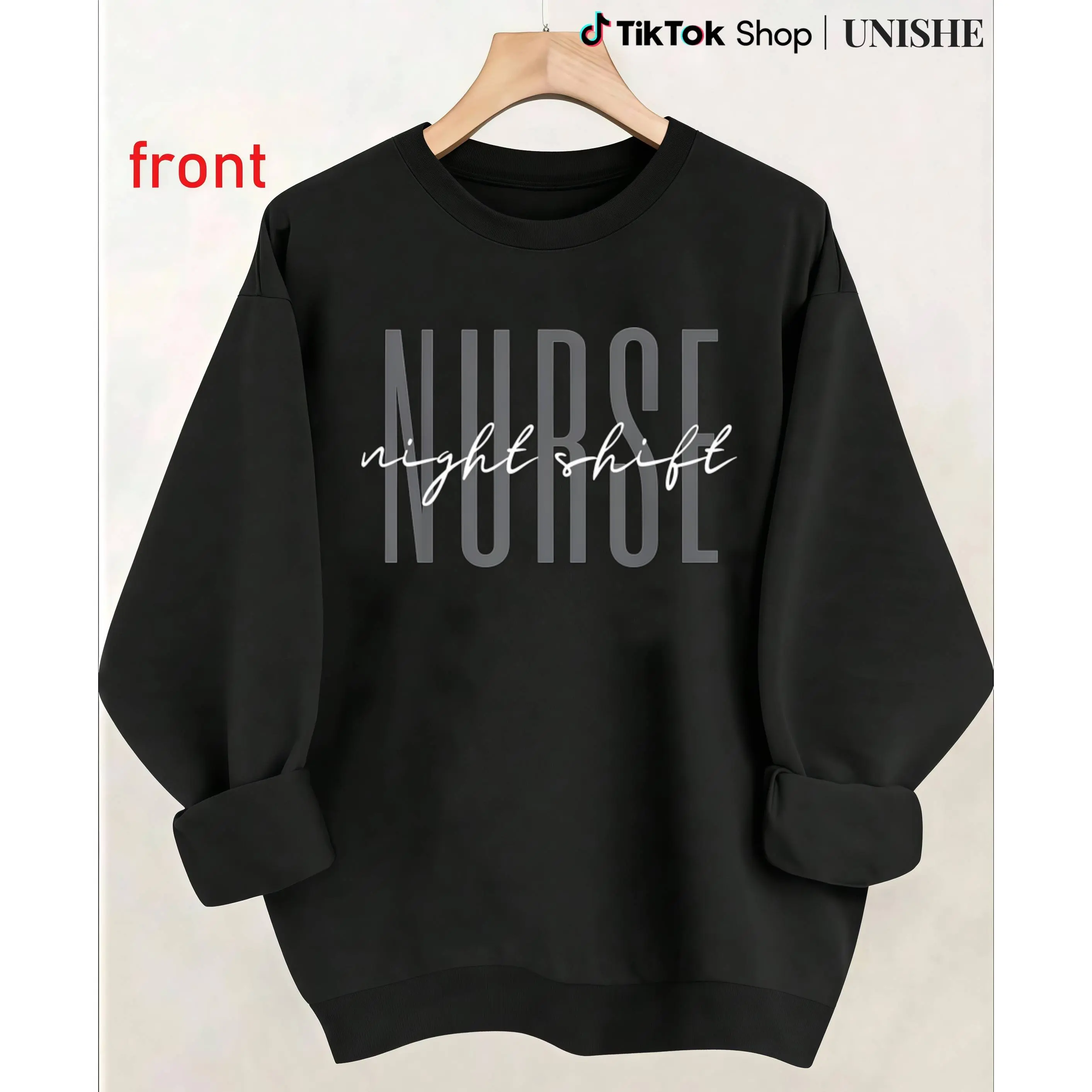 100% Nurse Long Sleeve Sweatshirt – Perfect for Night Shift Nurses Women Womenswear Tops