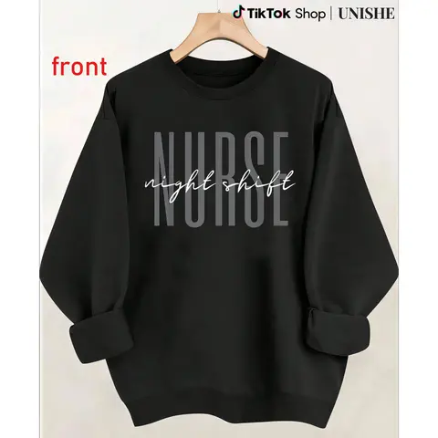 100% Nurse Long Sleeve Sweatshirt – Perfect for Night Shift Nurses Women Womenswear Tops