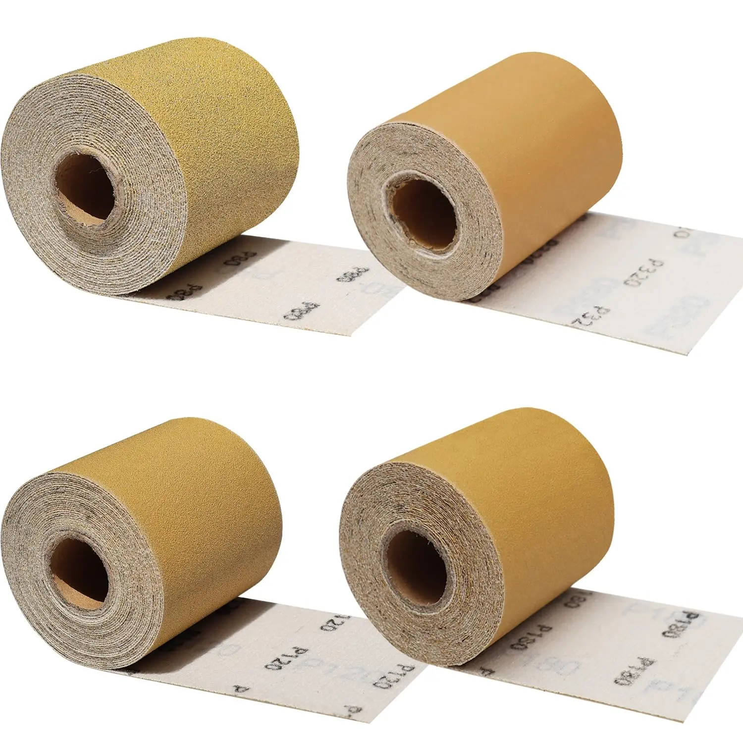 Total 20 Yards 2-3/4" Wide Continuous Sandpaper Roll Kit - 80 120 180 320 Grit Hook & Loop Backing Longboard Sanding Paper for Automotive, Woodworking Air File Long Board Sanders Yifanyou Sports