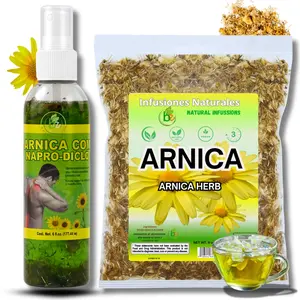 Arnica Sore Muscle Massage Oil (6 fl oz) + Arnica Flower Tea (4 oz) – Natural Herbal Bundle for Massage Therapy & Relaxation – Fast-Absorbing Body Oil + Caffeine-Free Floral Infusion – Daily Comfort Duo