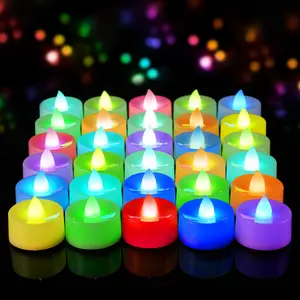 30 Multi Color Changing Tea Lights Operated  7-color Led Holiday Candles 200+ Hours Long Lasting Candle For Pumpkin Ofrenda Christmas Party Home Decor