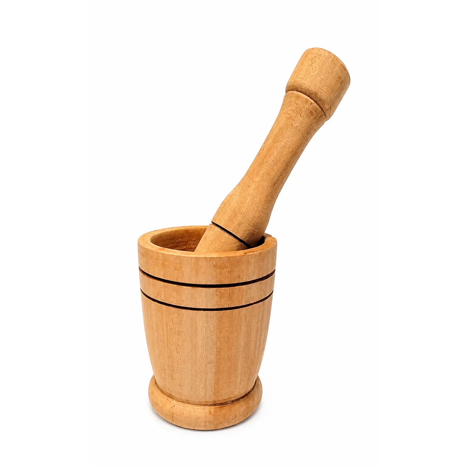 Traditional Rustic Sturdy Natural Wood Handmade Mortar & Pestle - Compact Smooth Finish African Cooking Utensil, Home Kitchen Accessory, Herb & Spice Crushing Tool for Garlic, Woduro ne Woma Preparation, Kitchen Gadget