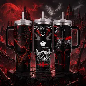 STORMMECH 40oz Insulated Stainless Steel Water Bottle - Black Clover Anime Theme Mugs with Black Lid & Handle, Double-Deck Vacuum Insulation Beverage Container, Large Iced Coffee Kitchenware Drinkware, Otaku Gift