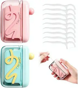 Automatic Pop-up Portable Floss Dispenser with 10 Pcs Dental Floss, Refillable for Home, Restaurant, and On-the-Go Oral Care