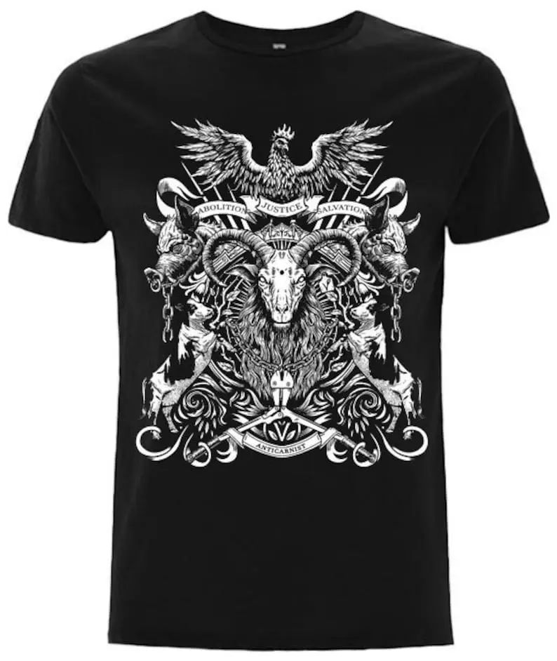 Coat of Arms Vegan t shirt, Vegan t-shirt, Vegan tshirt, Anticarnist, Vegan Clothing, Vegan Metal Menswear Top