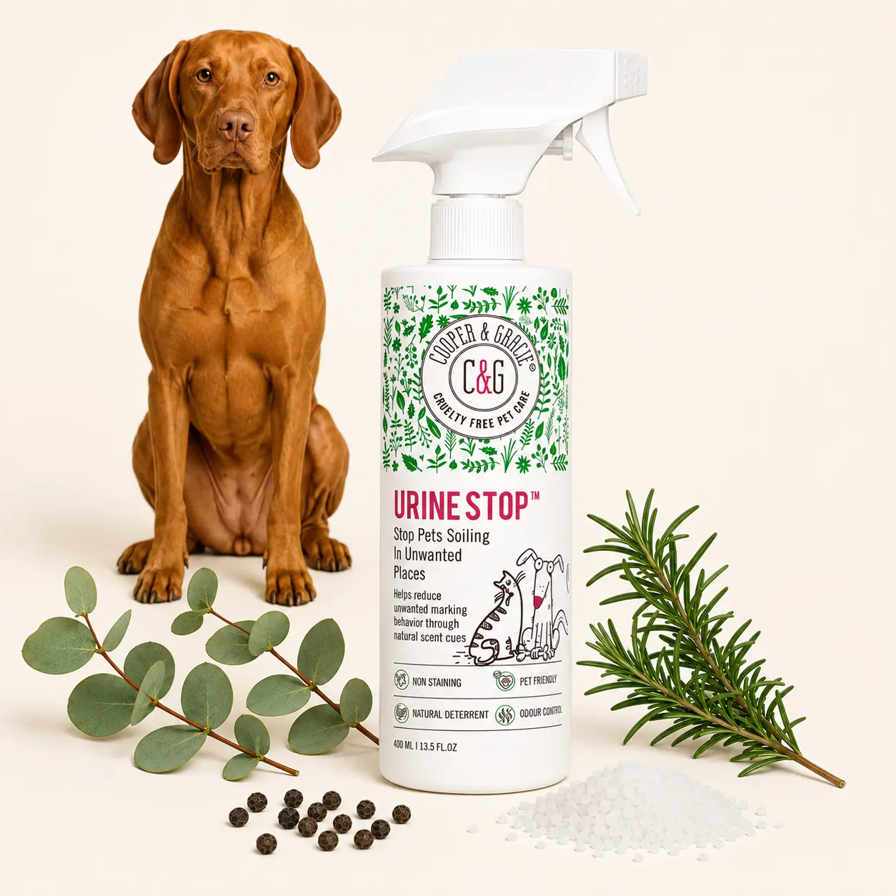 Urine Stop Pet Unwanted Indoor Urination & Marking Behavior Training Spray, Odor Neutralizer- Use Consistently, Not an Instant Fix, 400ml