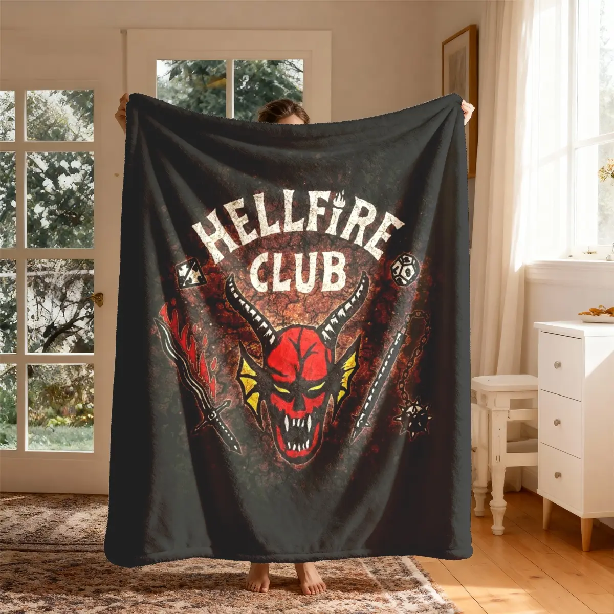Hellfire Club Dark Emblem, Large Size, Soft Lightweight Warm, All Season Blanket, Soft Blanket Throw, Perfect for Bed Sofa Office Camping Travel, Christmas Gift, Lightweight Cozy Blanket