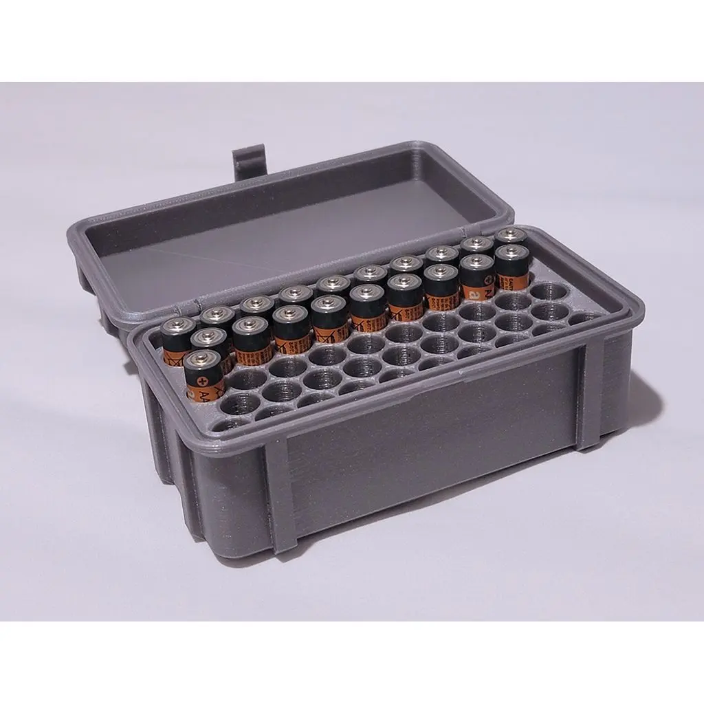 48-Slot AAA Battery Holder, Rugged Home Organiser Storage Box with Compact Fit, Functional Design, Precise Print