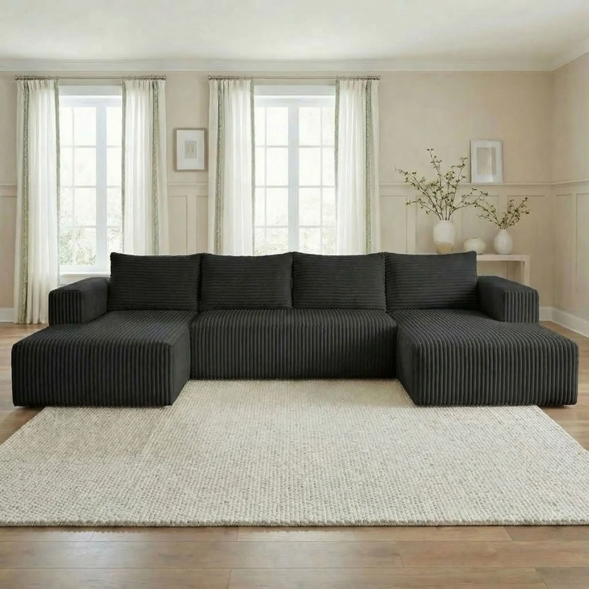 Black U Shaped with 2*Chaise