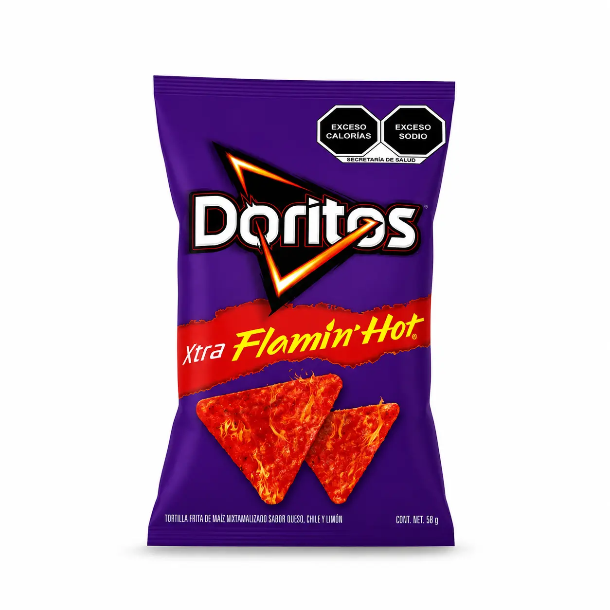 Doritos Xtra Flamin' Hot Mexican Tortilla Chips 58g (2.05 oz) – Cheese, Chili & Lime Flavor