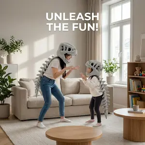 45" Wearable Dinosaur Skeleton Plush Full Comfortable T-Rex Costume Hilarious Photo Prop Party Dress-up Toy Oversized Animal Throw Pillow for Kids Adults