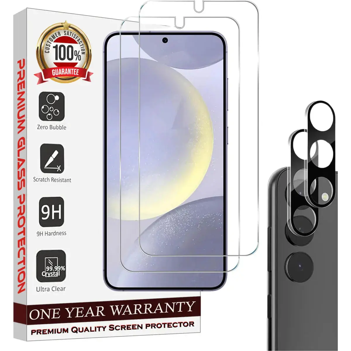 Entronix Clear Screen Protector & Camera Lens Protector Compatible with Galaxy S25 - 4 Piece Combo Protection Tempered