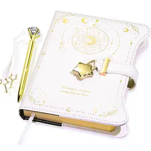 Locked journal with key—gift for girls; 360 notebook with gold edges for women; B6 refillable diary with pen and bookmark gift set