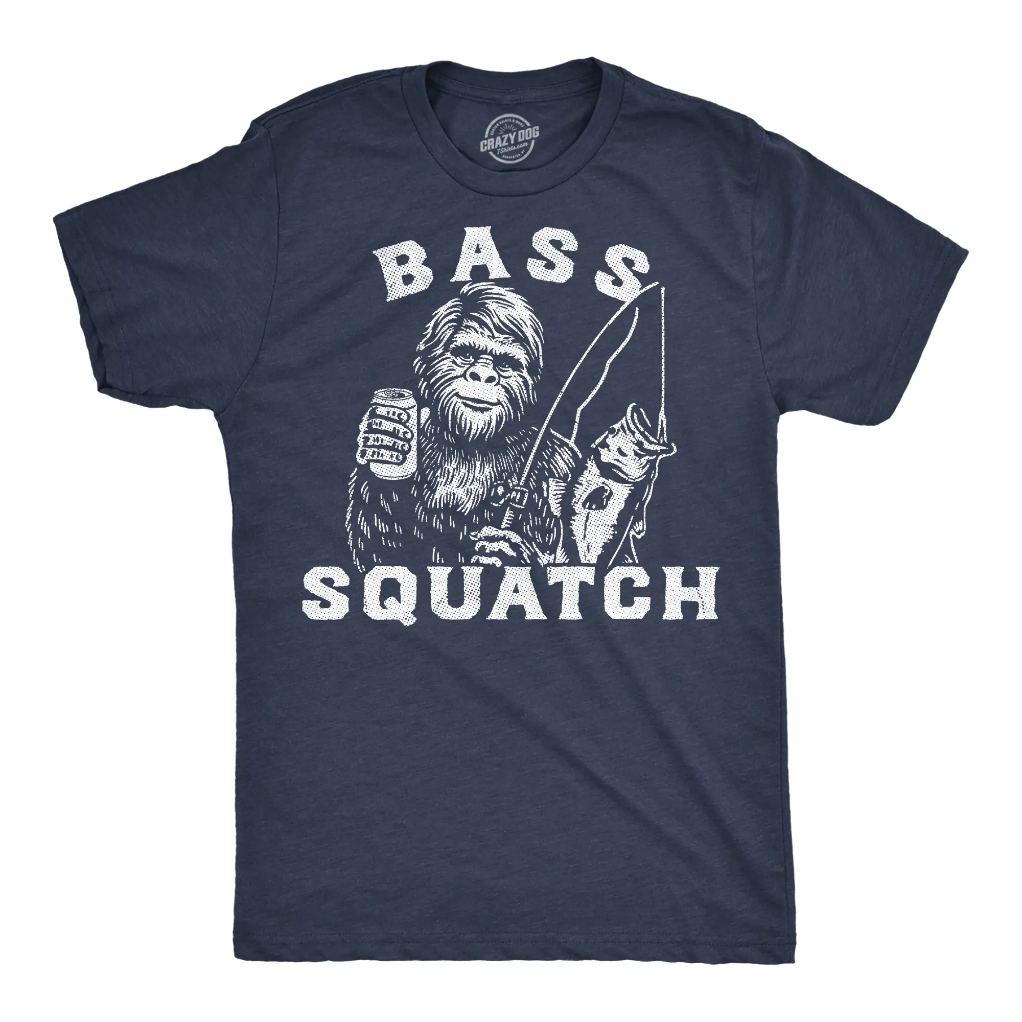 Mens Funny T Shirts Bass Squatch Sarcastic Bigfoot Fishing Graphic Novelty Tee for Men Mens Funny T Shirts Cool Vintage Fashion T-Shirt Gift Classic Menswear Sarcastic Apparel for Men Funny Fishing Short Sleeve Navy -