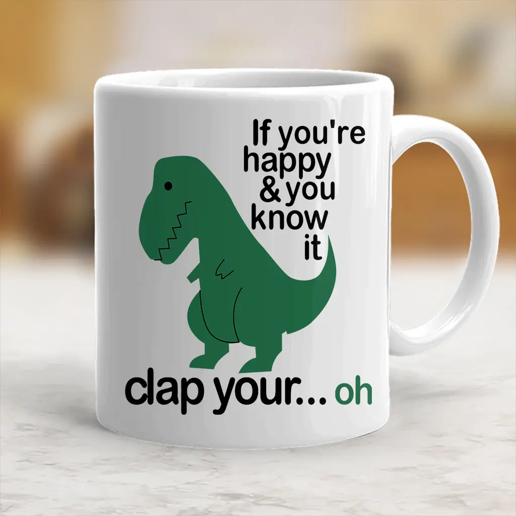 Washable Funny Dinosaur Printed Ceramic Coffee Mug, Stylish Kitchenware Drinkware for Daily Beverages - scs10627