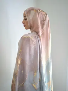 Women's Fashion Polyester Watercolor Print Headscarf, Stylish Accessory for Everyday Use, Lightweight and Versatile Modesty Headwrap muslim hijab