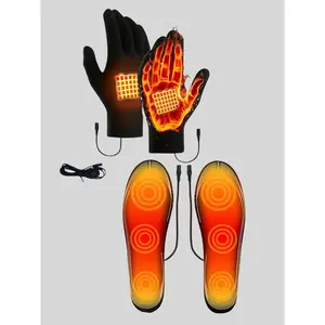 Two piece USB heated touch screen outdoor sports gloves+heated insole, essential for keeping warm outdoors in winter, suitable for both men and women (without portable power bank)RAIMENTRY