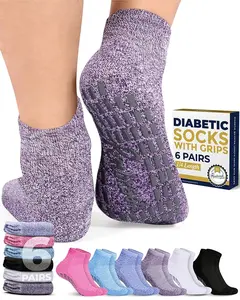 Pembrook Non Slip Diabetic Ankle Socks for Edema & Neuropathy | 6 Pairs Wide Fit for Men & Women
