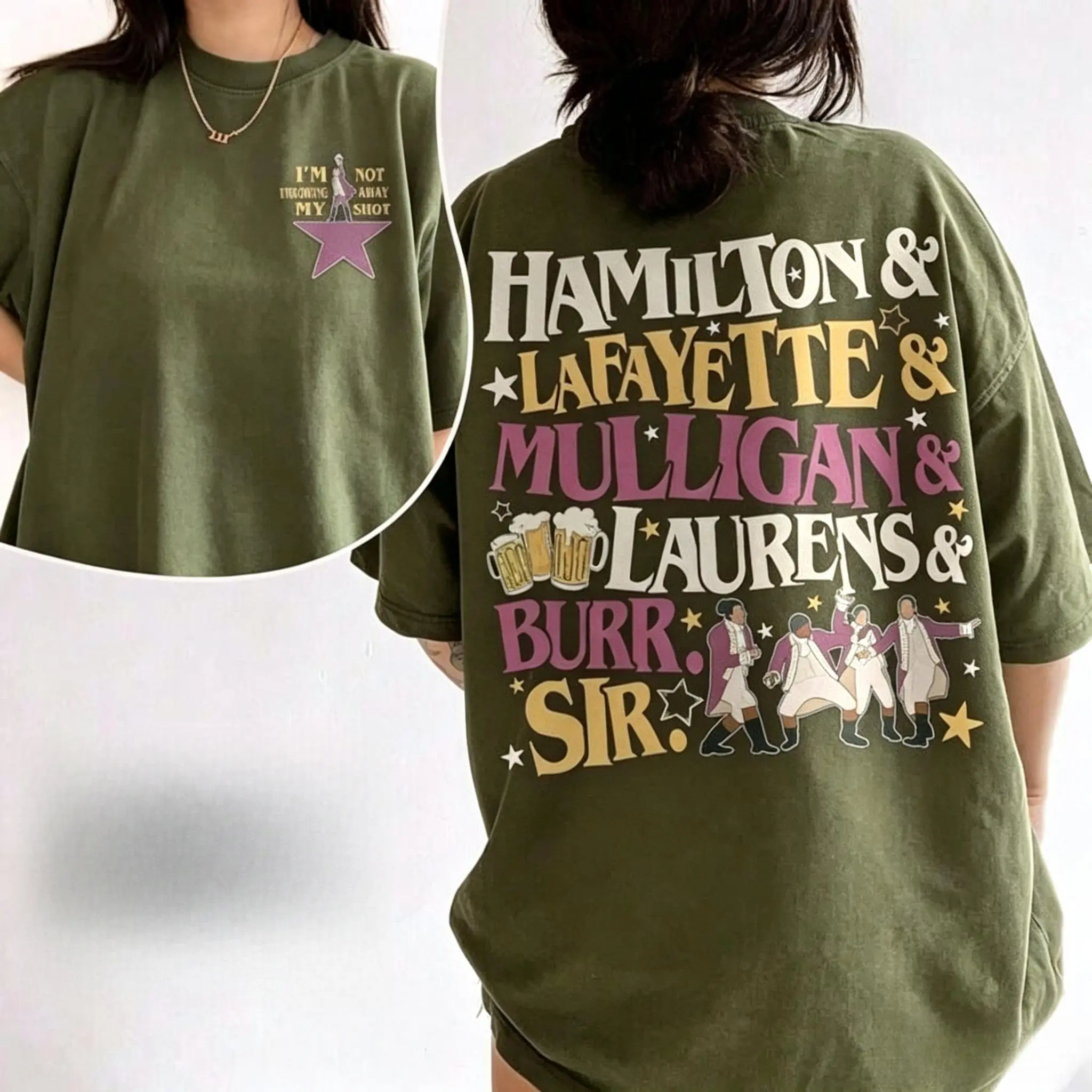 Hamilton Musical Shirt, Hamilton Lafayette Mulligan Laurens Burr Tee, Broadway1 Fan Gift, Throwing My Shot Shirt Crewneck Cotton