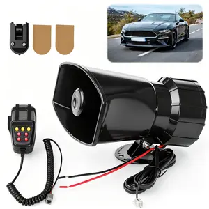 MOVATEK 12V 80W 135dB 7-Tone Car Warning Siren Horn System with Mic, PA Speaker, Auto Security Alarm Amplifier, Compact Hooter for Car Exterior Accessories Home monitoring device