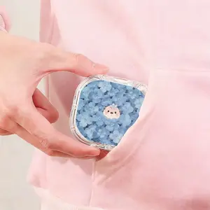 Blue Floral Otter Printed Retainer Box Portable Sealed Denture Storage Case Student Portable Orthodontic Retainer Box Waterproof Scratch Resistant Invisible Aligner Container