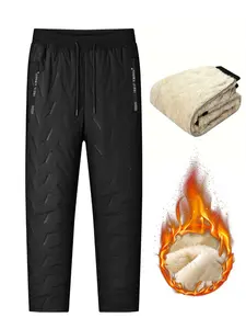 Men's Soft Warm Tech Fleece Pants, Casual Outdoor Joggers with Pockets & Drawstring, Windproof Skin-Friendly Running Trousers, Activewear