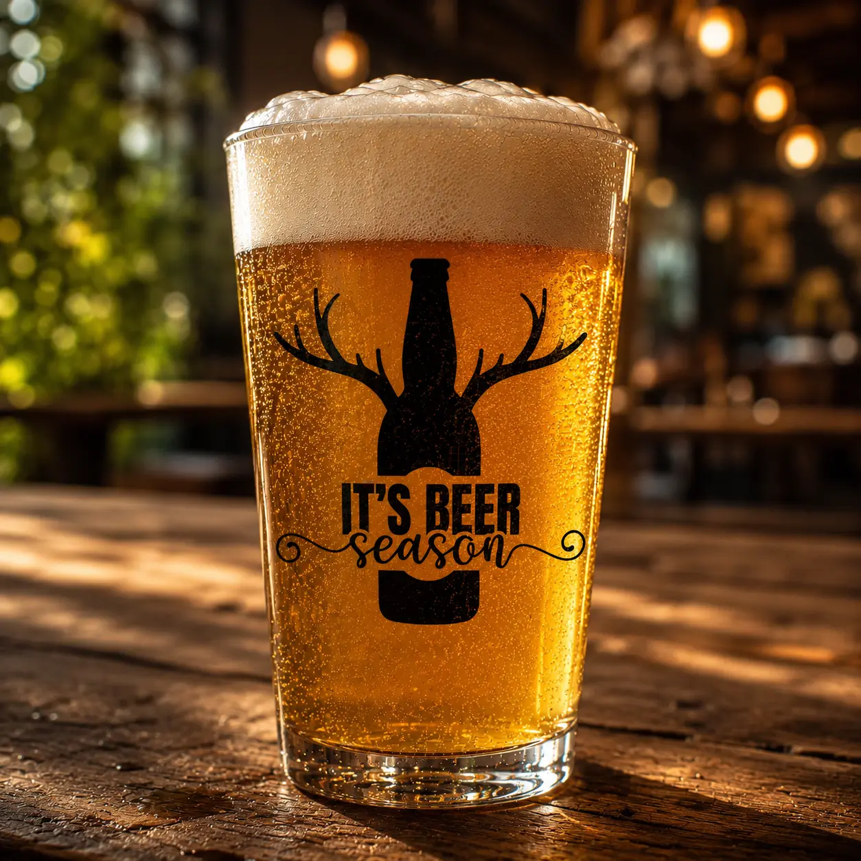 It's Beer Season Custom Printed Beer Glass, Personalized Pint Glass, Stemless Wine Glass, Funny Drinking Glass, Custom Name Glass, Personalized Gift Glass, Beer Glass, Wine Tumbler, Graphic Printed Glass Cup
