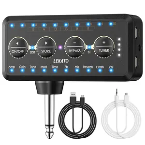 LEKATO PA-1 Guitar Headphone Amp, Rechargeable Micro Guitar Headphone Amplifier with Amp Models, IR Loading,Tuner, Bass Guitar Headphone Amp with Effects Delay Reverb Chorus Overdrive