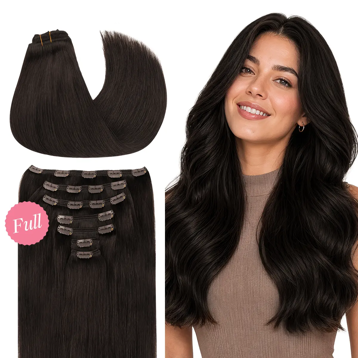 GOO GOO Full Clip in Hair Extensions Real Human Hair 160g-240g 7/9pcs Full Head Thick Volume Straight Clip ins for Women, Remy Human Hair Extensions with Secure Clips, Natural Looking for Daily Use #tiktokshopbacktoschool #sohochic