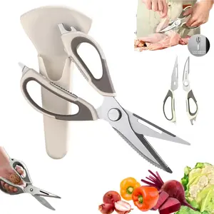 [Holiday Haul] Kitchen Scissors, Ultra-Sharp Kitchen Scissors with Magnetic Holder, Heavy-Duty Kitchen Scissors for Cutting Meat, Multifunctional Stainless Steel Cooking Poultry Scissors, Suitable for Home, School, Picnics, And Outdoor Use
