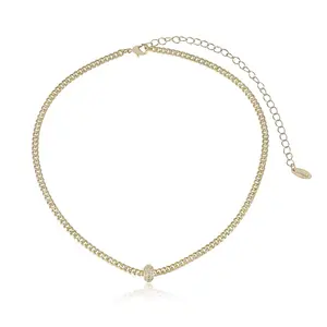 Ettika Curb Link w/ Pave Bead Necklace