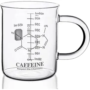 Caffeine Beaker Mug, Chemistry Coffee Mug 16 oz Borosilicate Glass, Measuring Graduated Beaker (450ml)