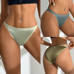 3pcs Women's Sexy Shiny Nylon String Bikini Panties French Cut Silky Touch Skin-Friendly Breathable Stretchy Soft Fabric Everyday Comfort Wear  Elegant S-XL