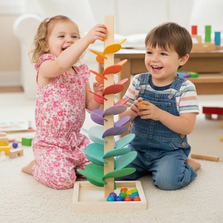 Rainbow Music Tree Puzzle Toy | No-Assembly Montessori Educational Toy for Kids 3+ | Colorful Rolling Ball Game | Ideal Birthday Gift