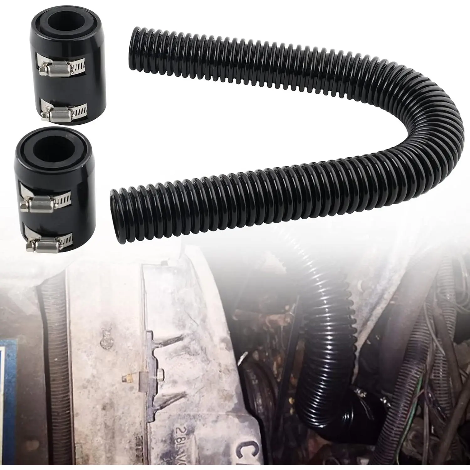 car stuffUniversal 24" Flexible Radiator Hose Stainless Steel Universal Water Hoses Adapter Coolant Radiator Hose Kit Could be Used with 1-1/4", 1-1/2", 1-3/4" or 1