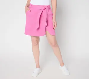 Isaac Mizrahi Live! Regular True Denim Skort w/ Self Tie Belt