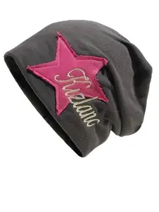 American Street Star Embroidered Beanie Hat, Unisex Autumn Winter Hip Hop Pile Cap, Sweet Cool Vintage Cold Hat for Men Women